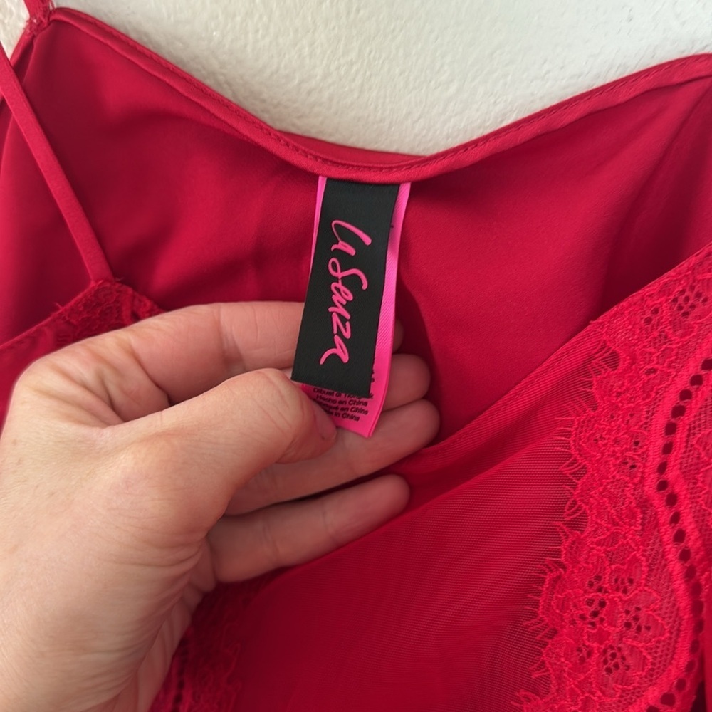 La SENZA Vibrant Red Lace sheer Cami small - Picture 2 of 5